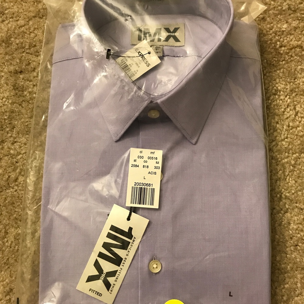 NWT Express 1MX fitted long sleeve shirt purple Lg